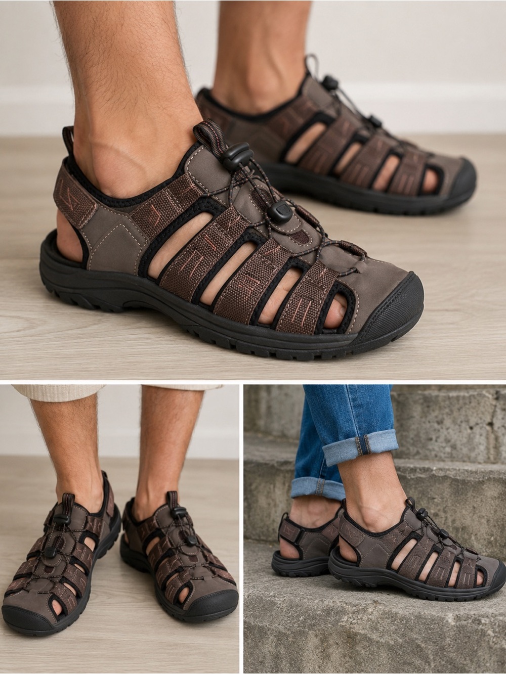 Gotcha Gulch Outdoor Hiking Fisherman Sandals Men’s Size 12 EU46 Brown Comfort